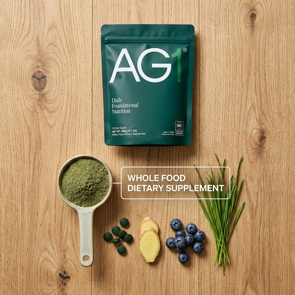 AG1 Daily Foundational Nutrition Whole Food Dietary Supplement – 30-Day Supply (12.7 oz / 360g)