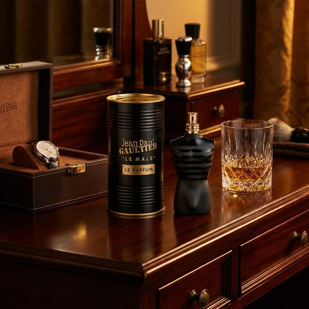 Jean Paul Gaultier "Le Male" Le Parfum – Intense Amber Woody Collector's Fragrance & Tin Set