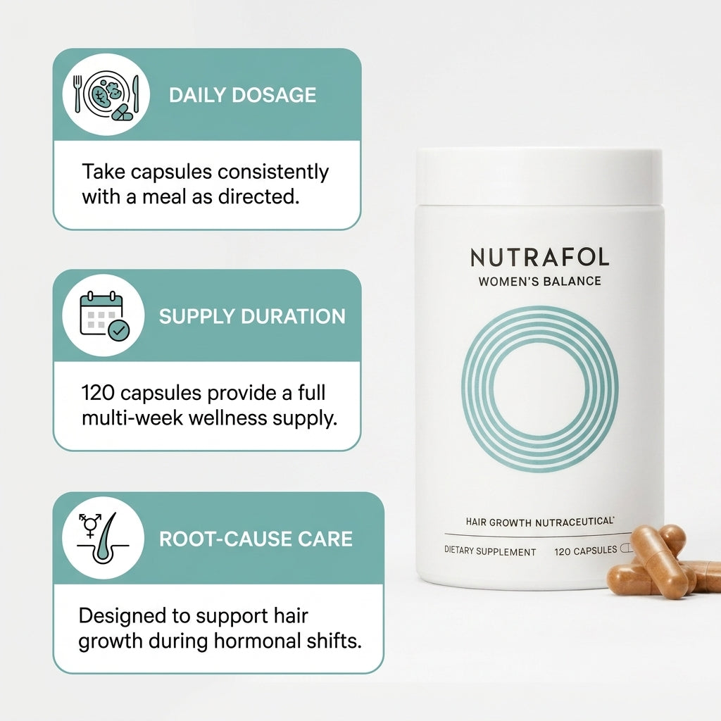 Nutrafol Women's Balance Hair Growth Nutraceutical Dietary Supplement – 120 Capsules