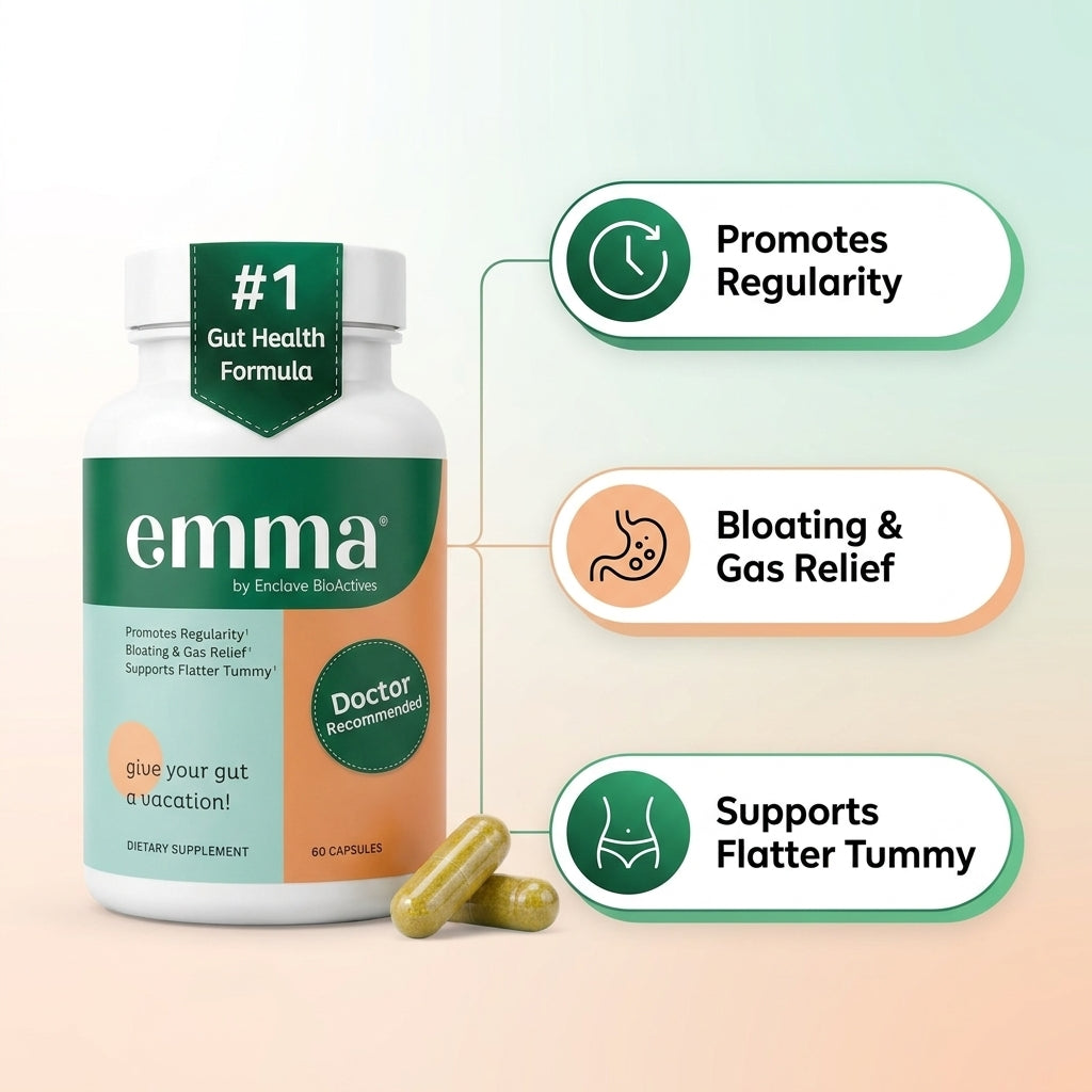 Emma by Enclave BioActives #1 Gut Health Formula – 60 Capsules (Bloating & Gas Relief)