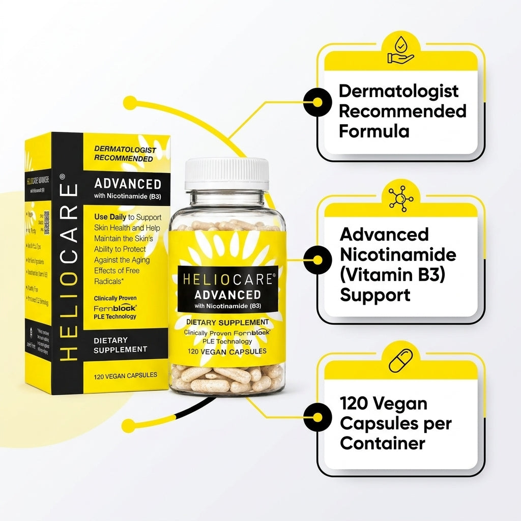 Heliocare Advanced with Nicotinamide (B3) Dietary Supplement – 120 Vegan Capsules