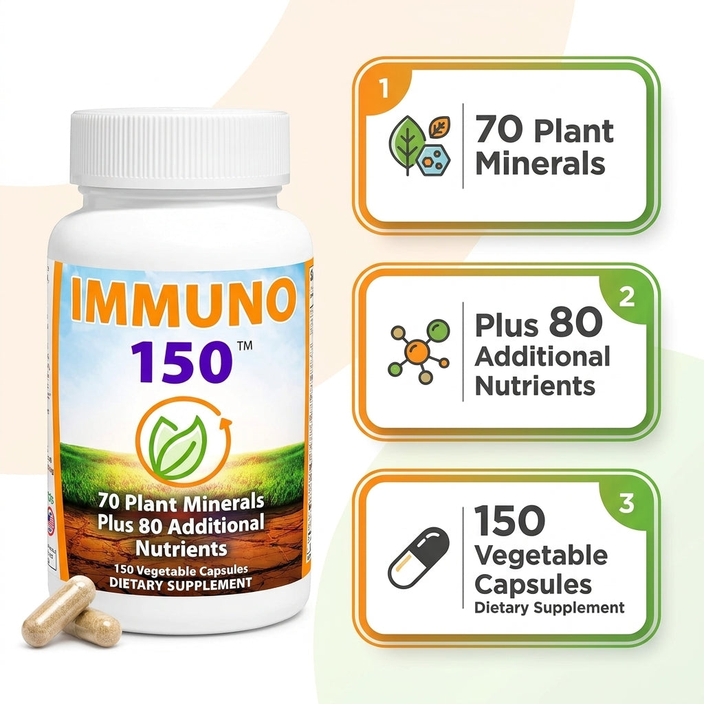 Immuno 150 Plant Minerals & Nutrients – 150 Vegetable Capsules Dietary Supplement