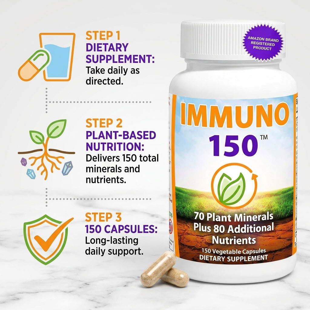 Immuno 150 Plant Minerals & Nutrients – 150 Vegetable Capsules Dietary Supplement