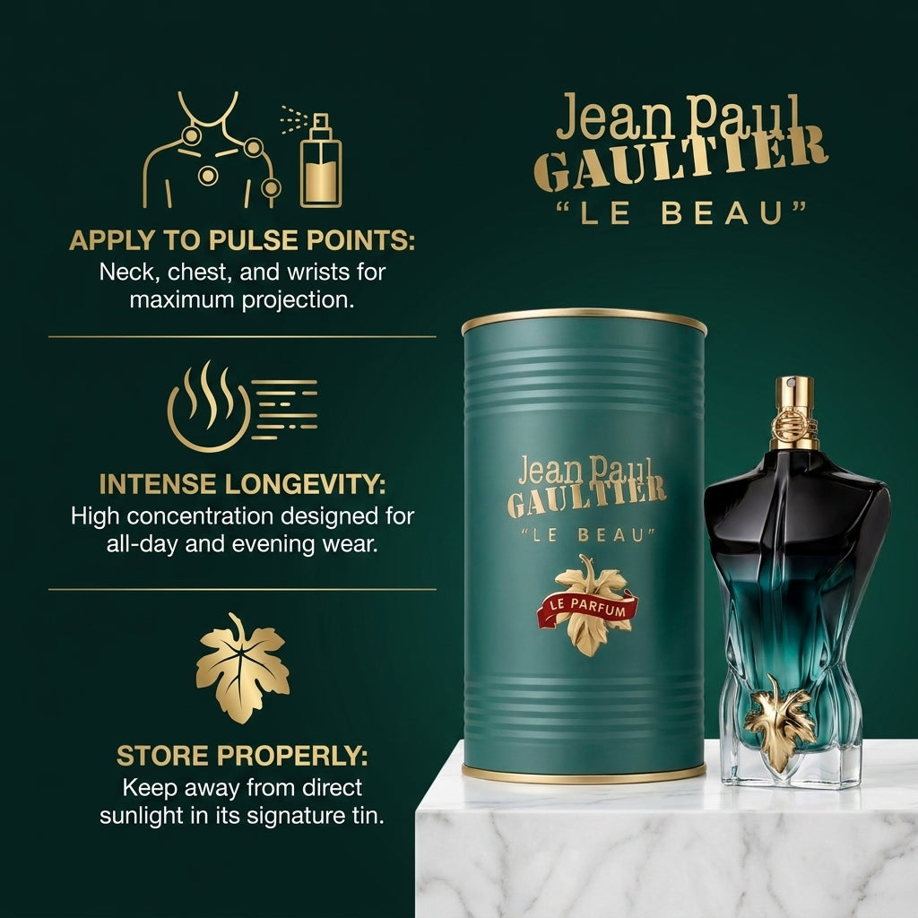 Jean Paul Gaultier "Le Beau" Le Parfum – Intense Amber Woody Collector's Fragrance & Tin