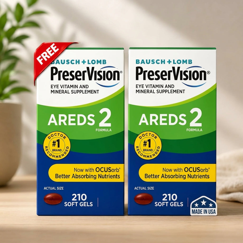 Bausch + Lomb PreserVision AREDS 2 Formula Eye Vitamin & Mineral Supplement – 210 Soft Gels (Dual Pack)