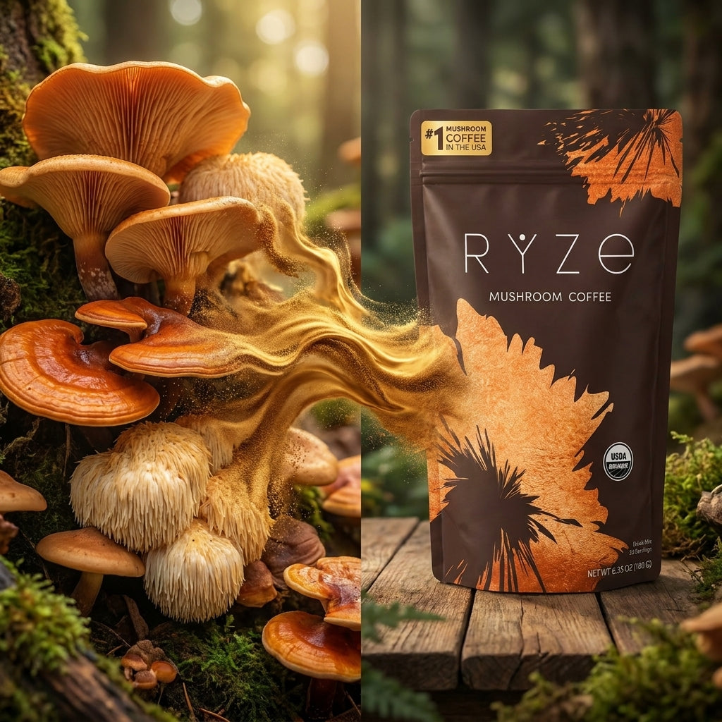 RYZE Organic Mushroom Coffee Drink Mix – 2-Pack Bundle (Save & Stock Up)