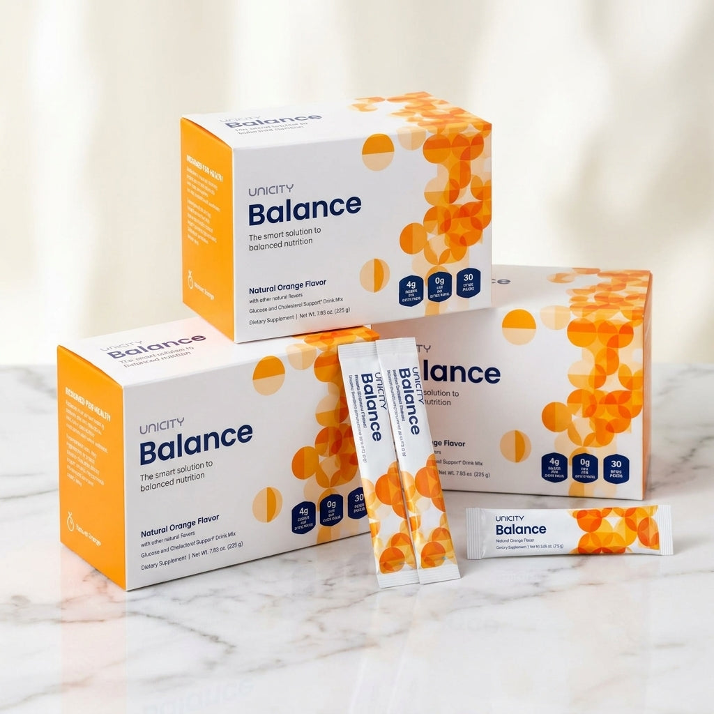 Unicity Balance Natural Orange Flavor Dietary Supplement – 3-Pack Bundle (90 Total Stick Packs)