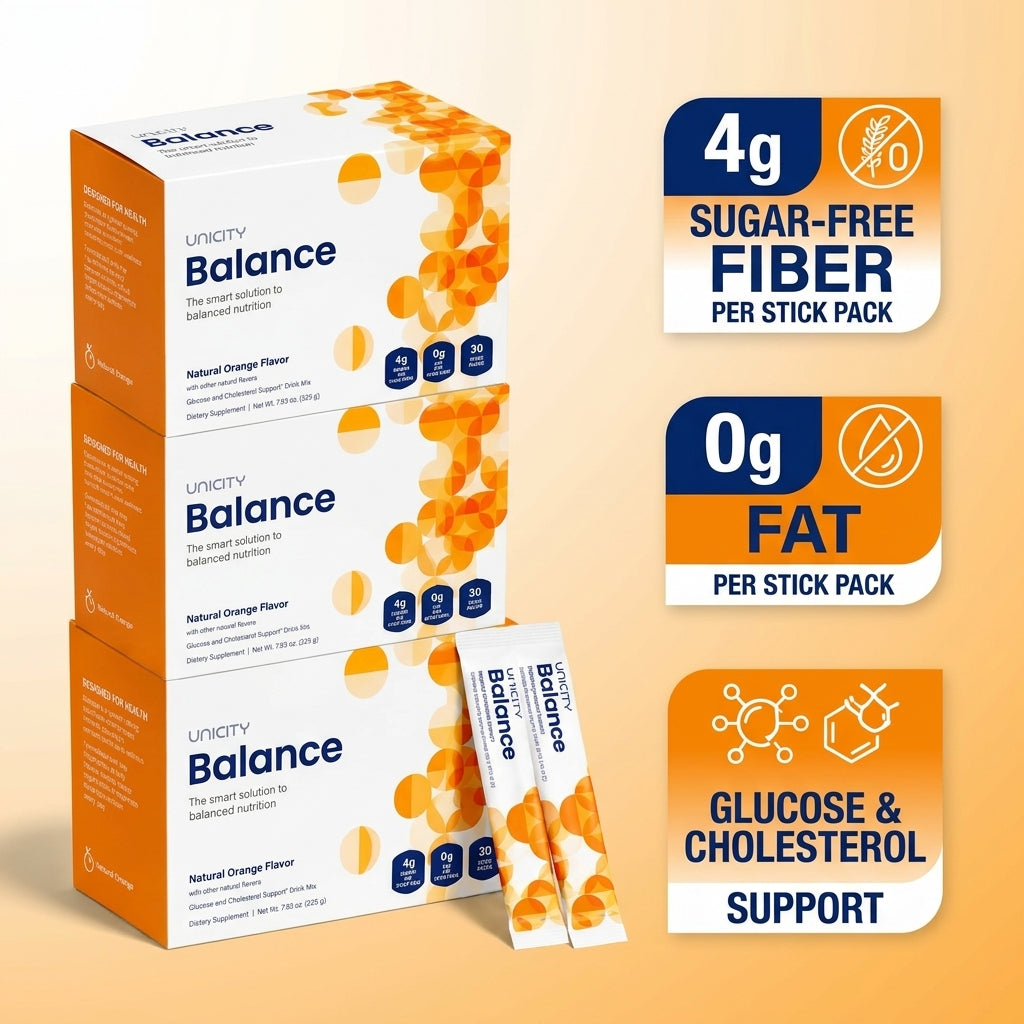 Unicity Balance Natural Orange Flavor Dietary Supplement – 3-Pack Bundle (90 Total Stick Packs)