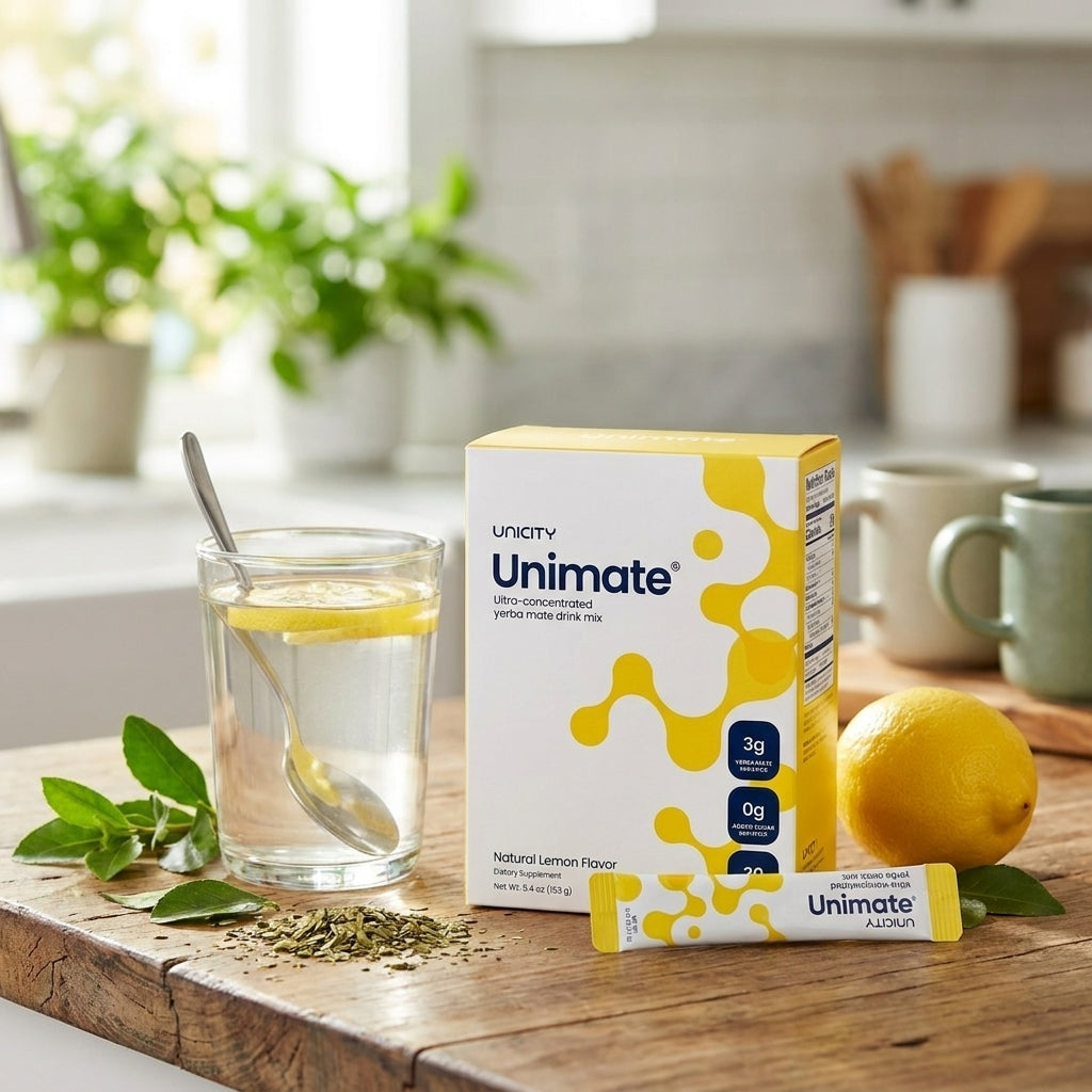 Uncity Unimate Ultra-Concentrated Yerba Mate Drink Mix – Natural Lemon Flavor (30 Stick Packs)
