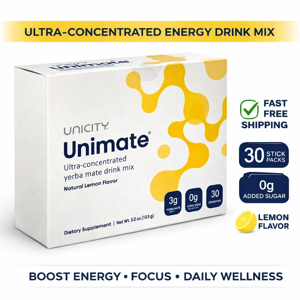 Uncity Unimate Ultra-Concentrated Yerba Mate Drink Mix – Natural Lemon Flavor (30 Stick Packs)